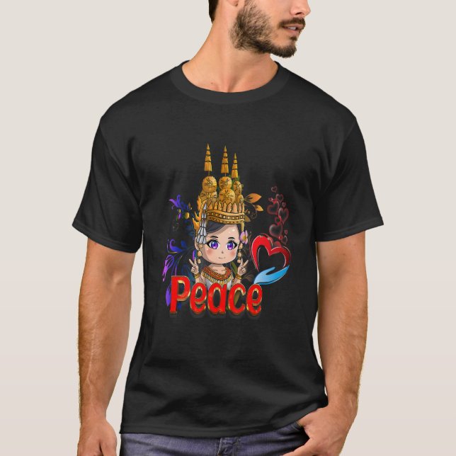 T-shirt Cute Khmer Li'l Apsara Paix Et Amour P Cambodgien (Devant)
