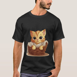 T-shirt Cute Kitten in Basket Cozy Blanket Art ✨🐾🧺
