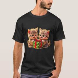T-shirt **Cute Kittens Fighting Over a Gift – Funny Christ