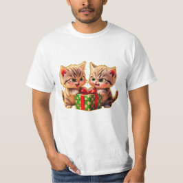 T-shirt **Cute Kittens Fighting Over a Gift – Funny Christ