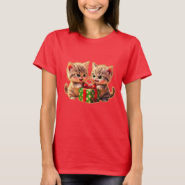 T-shirt **Cute Kittens Fighting Over a Gift – Funny Christ