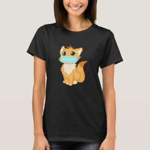 T-shirt Cute Kitty Chat Avec Masque Visage Drôle Pour Anim
