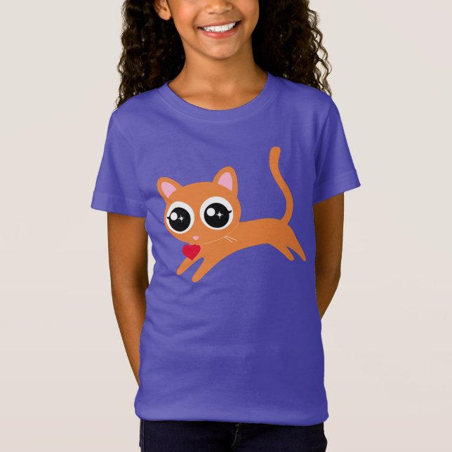 T-Shirt Cute Kitty Chat Heart Thief (Devant)