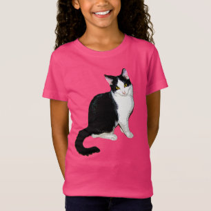 T-Shirt Cute Kitty Chat, noir et blanc