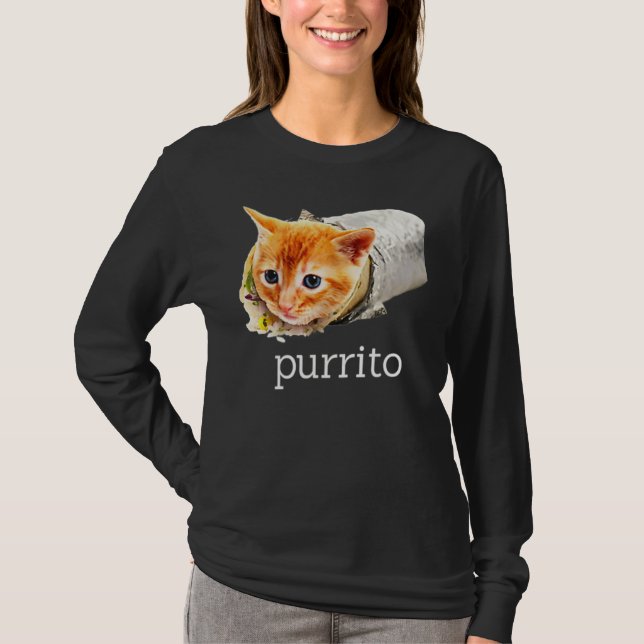 T-shirt Cute Kitty Chat Purrito Burrito Pun Essentiel (Devant)