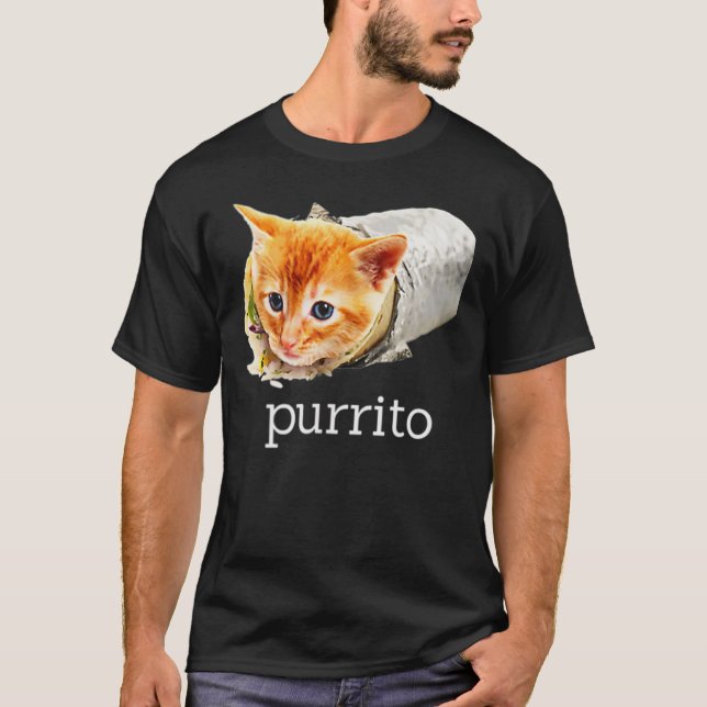 T-shirt Cute Kitty Chat Purrito Burrito Pun Essentiel (Devant)