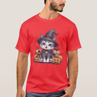 T-shirt Cute Kitty Posing with Pumpkin Adorable Fall Cat S