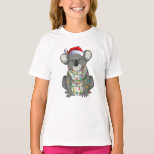 T-shirt Cute koala aux lumières de Noël Fille