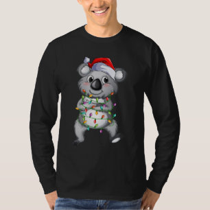 T-shirt Cute koala aux lumières de Noël Hommes Long Manc