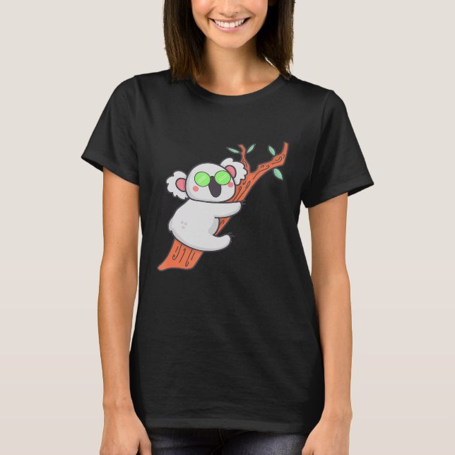 T-shirt Cute Koala Avec Des Lunettes De Soleil Suspendues  (Devant)