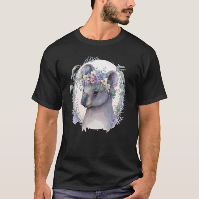 T-shirt Cute Koala Bear Flower Crown Floral Koala (Devant)