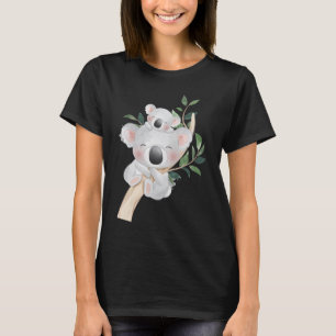 T-shirt Cute Koala Ours et bébé Aquarelle réaliste