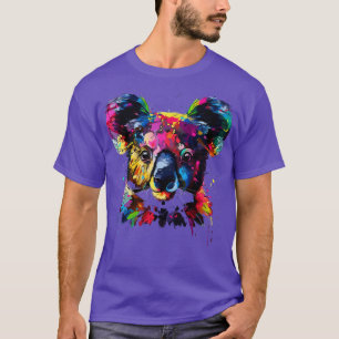 T-shirt Cute Koala Ours Visage Colorful Wild Animal Art Am