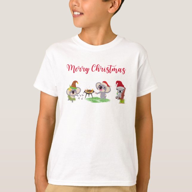 T-shirt Cute Koalas savoure un Noël australien chaud (Devant)