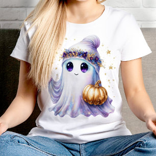 T-shirt Cute Lavendar Purple Ghost Halloween Bougie