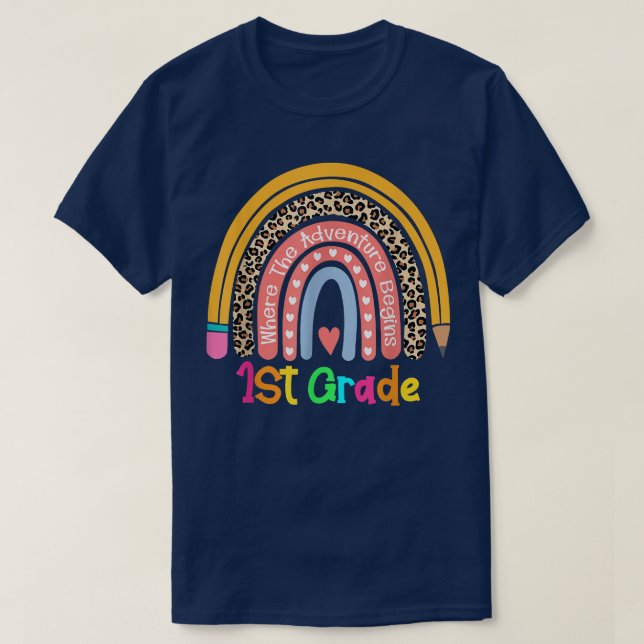 T-shirt Cute Leopard Arc-en-ciel 1ère année où l'aventure (Design devant)