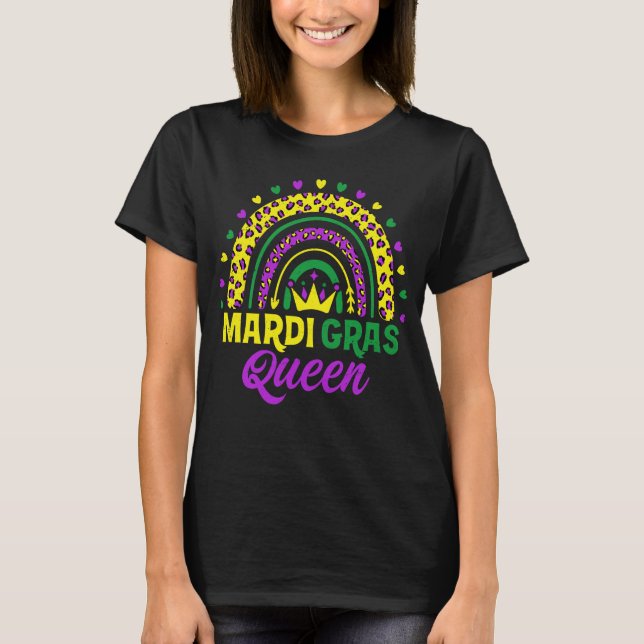 T-shirt Cute Leopard Arc-en-ciel Mardi Gras Reine Femmes F (Devant)