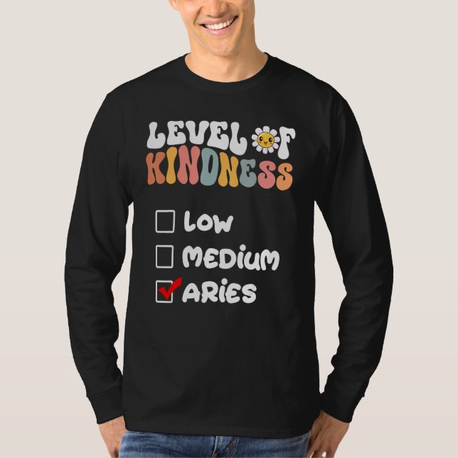 T-shirt Cute Level of Kindness Aries Zodiac Sign Daisy Flo (Devant)