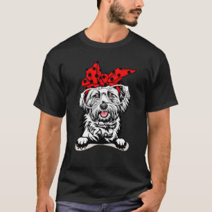 T-shirt Cute Lhassa Apso Christmas Red Plaid Headband Et G