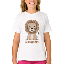 Cute Lion Enfants Filles Nom personnalisable