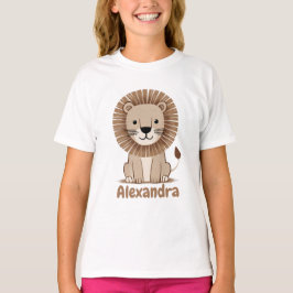 T-shirt Cute Lion Enfants Filles Nom personnalisable