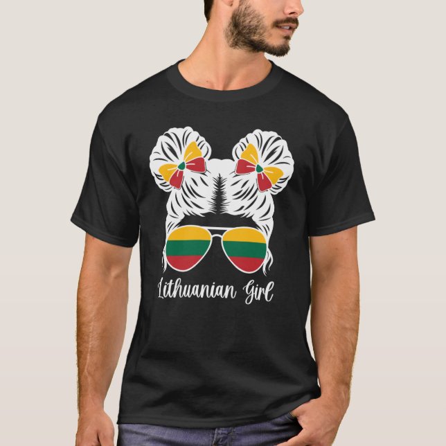 T-shirt Cute Lithuanian Girl Lithuania Flag Lithuanian Roo (Devant)