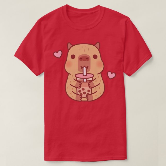 T-shirt Cute Little Capybara Aime Le Thé Bubble (Design devant)