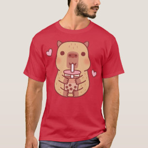T-shirt Cute Little Capybara Aime Le Thé Bubble