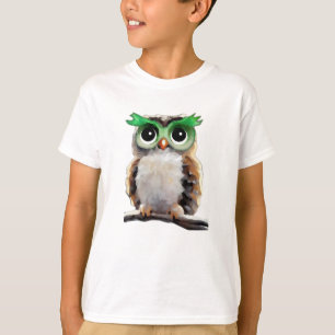 T-shirt Cute Little Green et Tan Owl