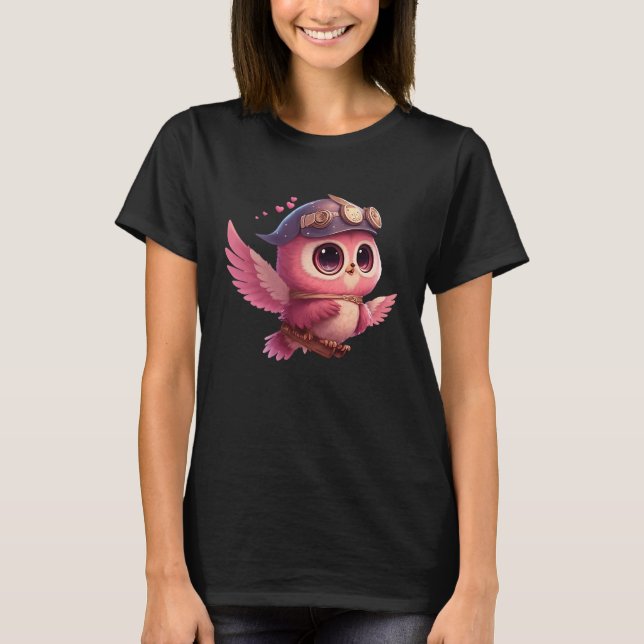T-shirt Cute Little Owl Valetines Animal Love (Devant)