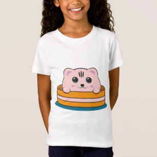 T-Shirt CUTE LITTLE PINK KITTEN DANS UN BOWL A BROWN