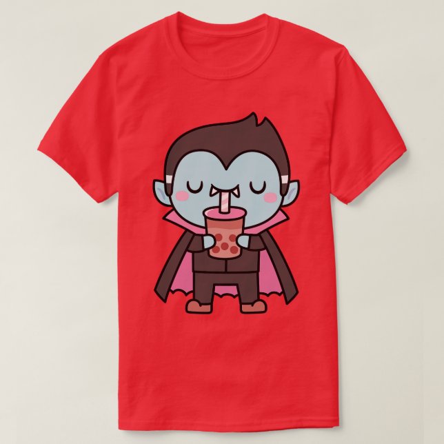 T-shirt Cute Little Vampire Sucer Bubble Thé (Design devant)