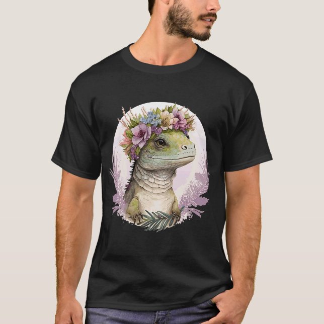 T-shirt Cute Lizard Fleur Couronne Lizard (Devant)