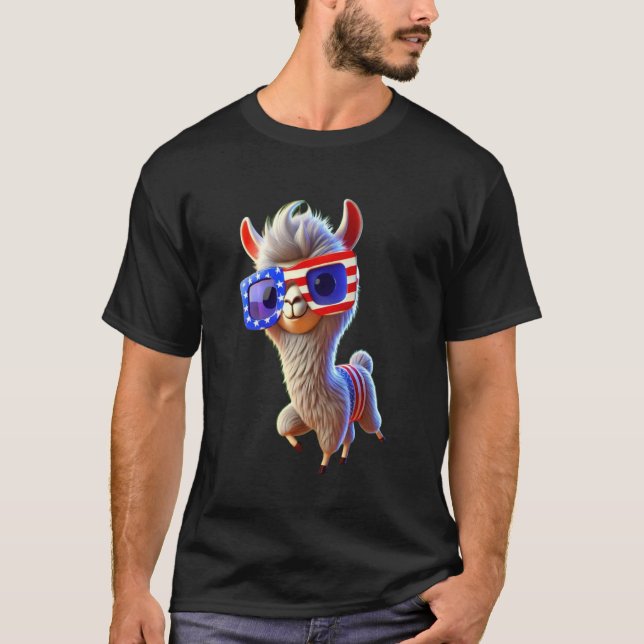 T-shirt Cute llama Chill Le Quatrième Out 4 Juillet (Devant)