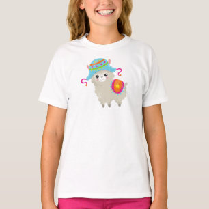 T-shirt Cute Llama, Little Llama, Alpaca, Llama Avec Casqu