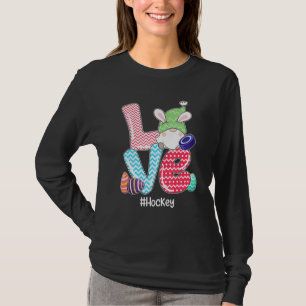 T-shirt Cute Love Bunny Gnome Hockey Oeufs Chasse Pâques D