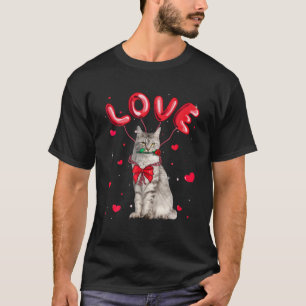 T-shirt Cute Love Maine Coon Cat Valentine Pet Cat Lover