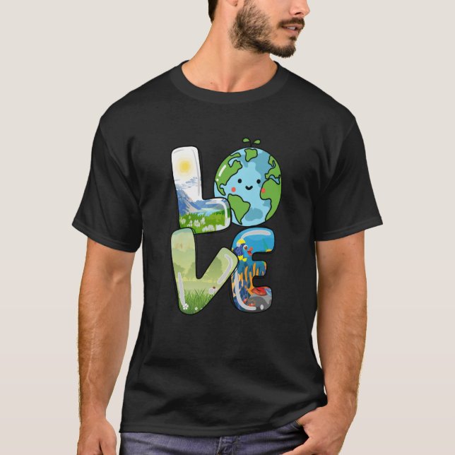 T-shirt Cute Love World Jour des terres Everyday 2023 Plan (Devant)