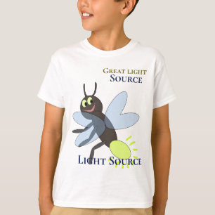 T-shirt Cute luciole grands yeux Bleu ailes Jaune clair