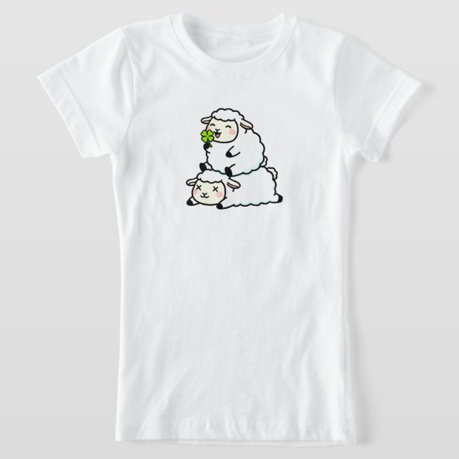 T-Shirt Cute Lucky Sheep St. Patrick's Day Clover (Poser)