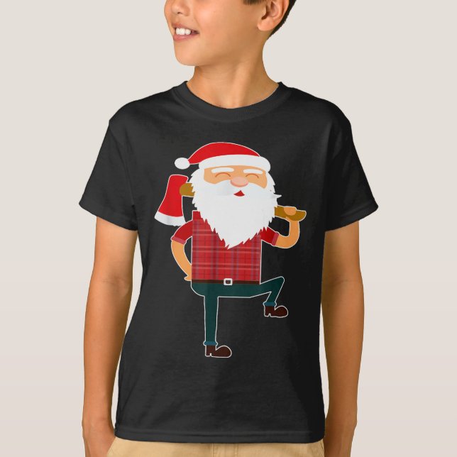 T-shirt Cute Lumberjack Santa Funny Ugly Christmas Axe Hat (Devant)