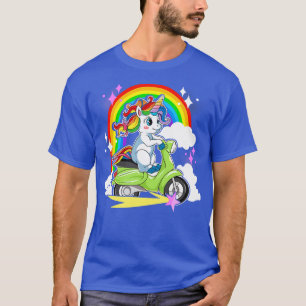 T-shirt Cute Magique Unicorn équitation Scooter
