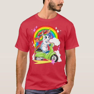 T-shirt Cute Magique Unicorn équitation Scooter