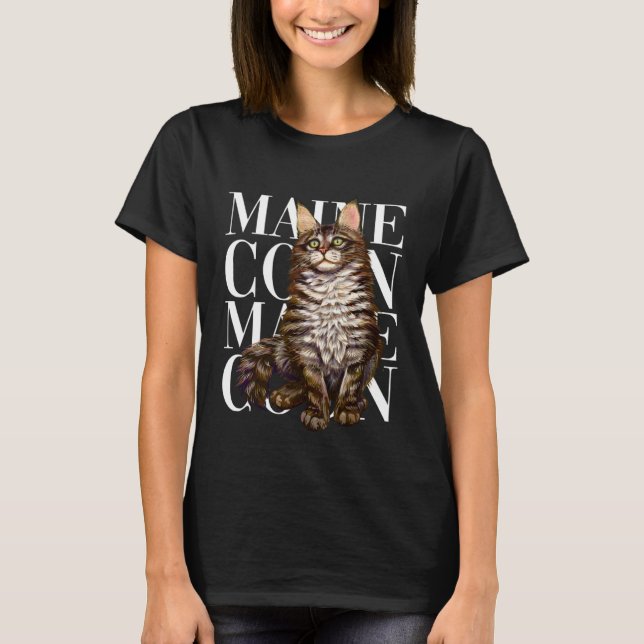 T-shirt Cute Maine Coon Cat (Devant)