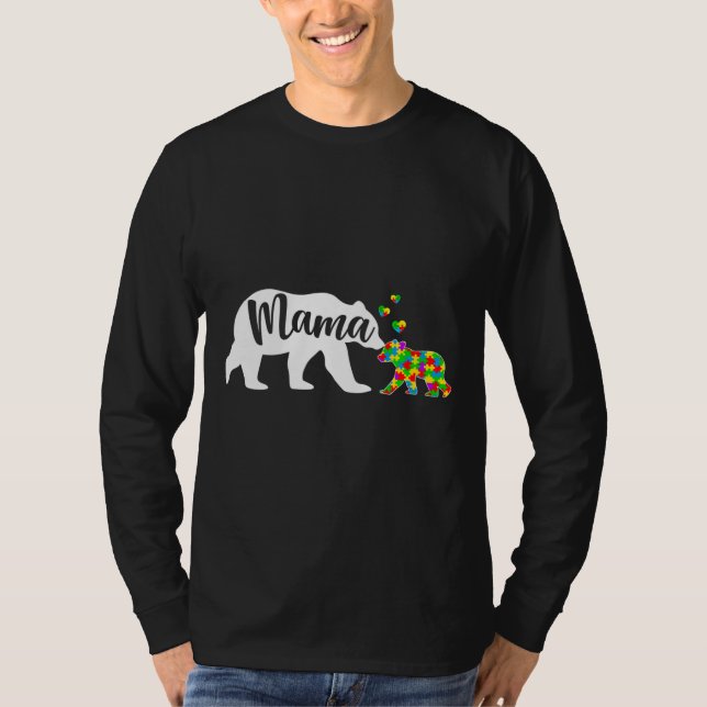 T-shirt Cute Mama Bear Sensibilisation sur l'autisme Famil (Devant)