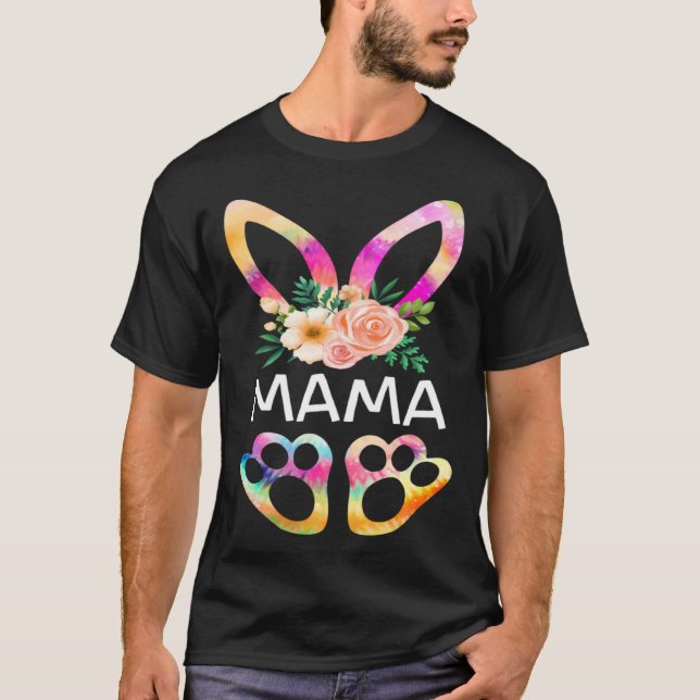 T-shirt Cute Mama Bunny Tie Dye Print  Family Easter Day M (Devant)