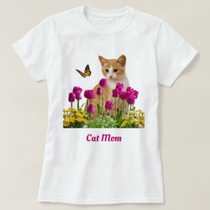 T-shirt Cute maman chat / Orange Tabby Chat Blanc