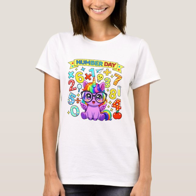 T-shirt Cute Maths Numbers Elephant Cartoon T Shirt Kids!! (Devant)