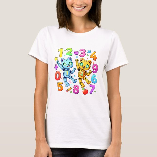 T-shirt Cute Maths Robots Number Day T Shirt (Devant)
