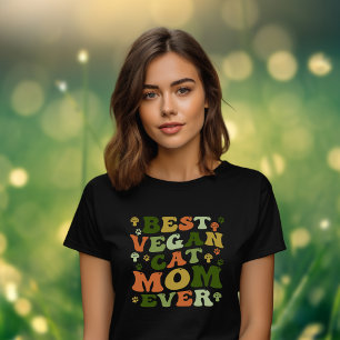 T-shirt Cute Meilleur Vegan Chat Maman, Couleurs Rétro